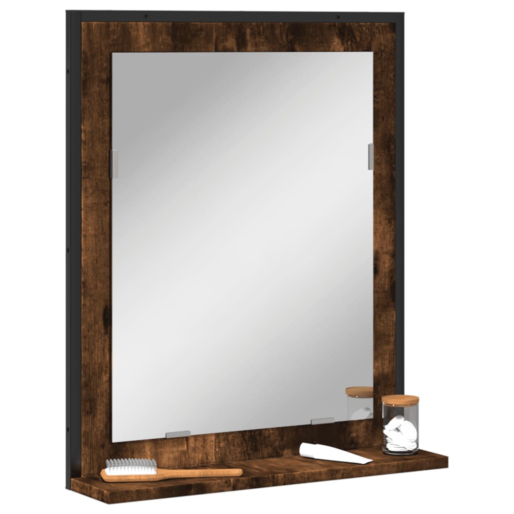 spejl med hylde 50x12x60 cm konstrueret træ grå sonoma-eg