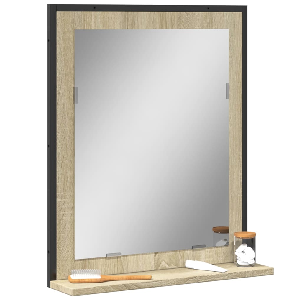 spejl med hylde 50x12x60 cm konstrueret træ grå sonoma-eg