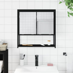 badeværelsesskab med spejl 60x16x60 cm konstrueret træ sort