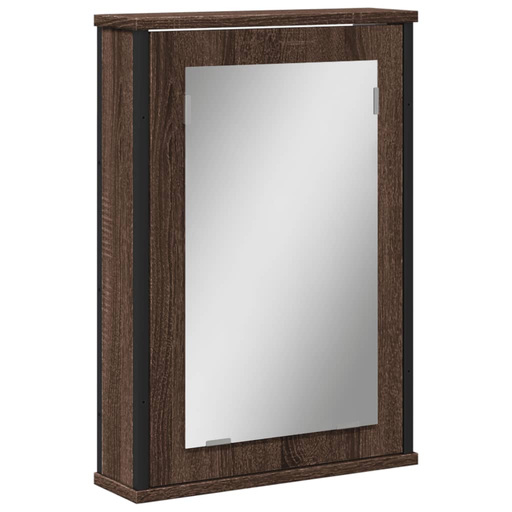 badeværelsesskab med spejl 42x12x60 cm konstrueret træ brunt eg
