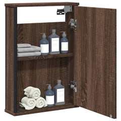 badeværelsesskab med spejl 42x12x60 cm konstrueret træ brunt eg