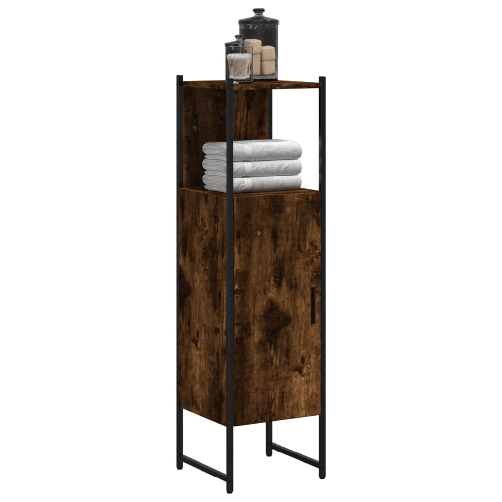 badeværelsesskab 33x33x120,5 cm konstrueret træ grå sonoma-eg