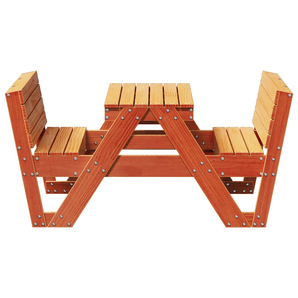 picnicbord til børn 88x122x58 cm massivt fyrretræ brun