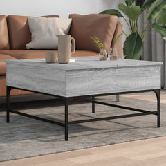 sofabord 80x80x45 cm konstrueret træ og metal grå sonoma-eg