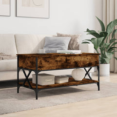 sofabord 100x50x50 cm konstrueret træ og metal røget eg
