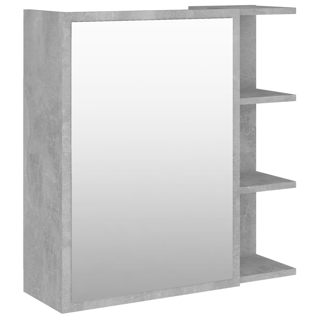 badeværelsesskab m. spejl 62,5x20,5x64 cm spånplade betongrå