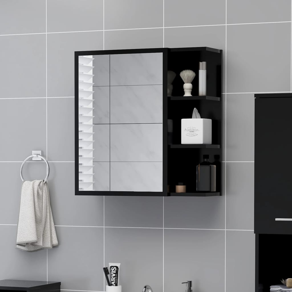 badeværelsesskab m. spejl 62,5x20,5x64 cm spånplade betongrå