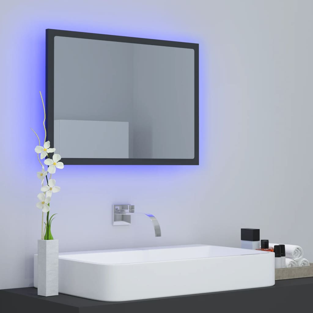 badeværelsesspejl med LED-lys 60x8,5x37 akryl hvid