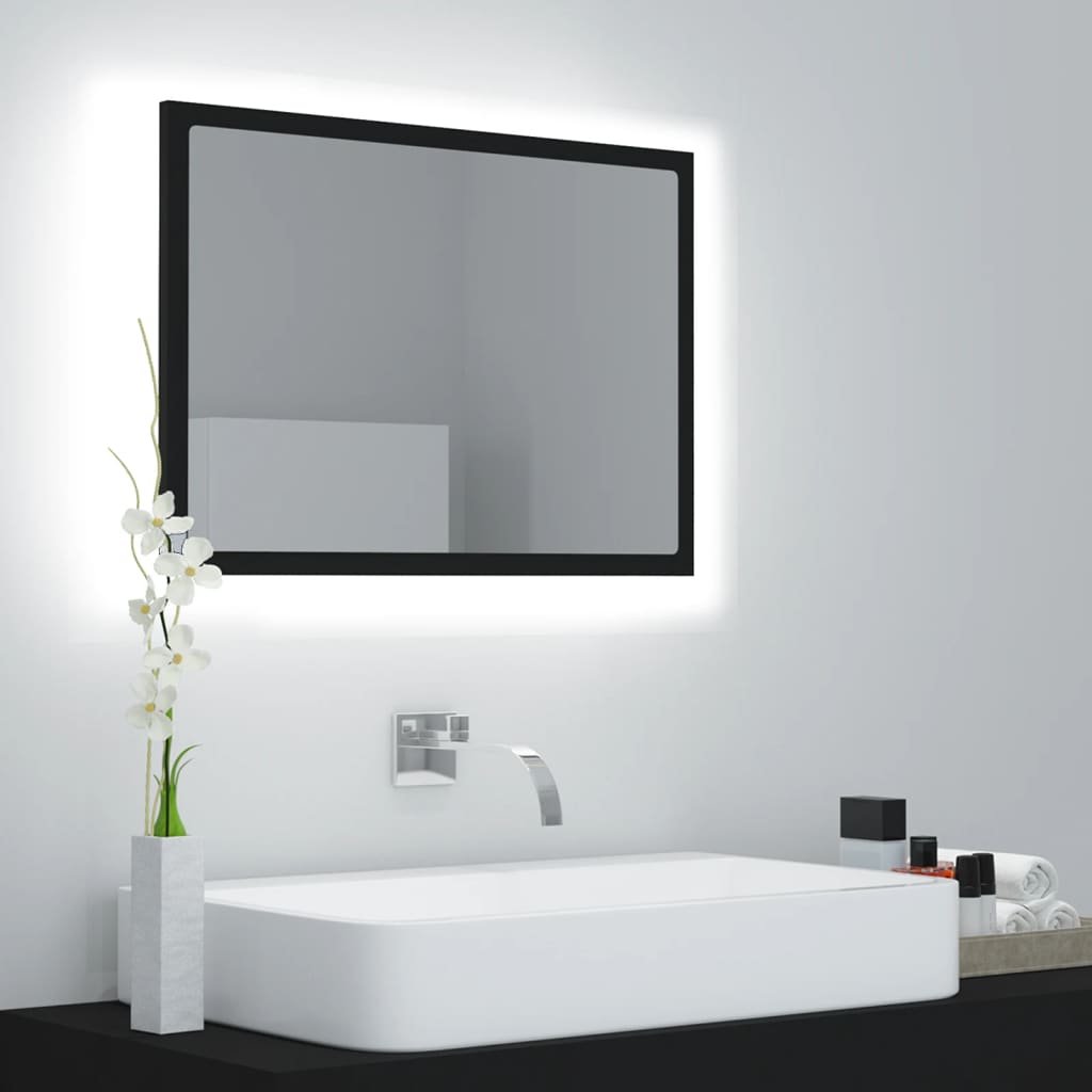 badeværelsesspejl med LED-lys 60x8,5x37 akryl hvid