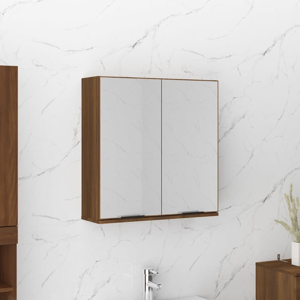 badeværelsesskab med spejl 64x20x67 cm hvid