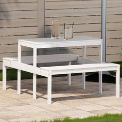 picnicbord 110x134x75 cm massivt fyrretræ hvid