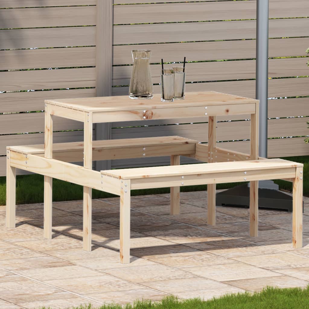 picnicbord 110x134x75 cm massivt fyrretræ hvid