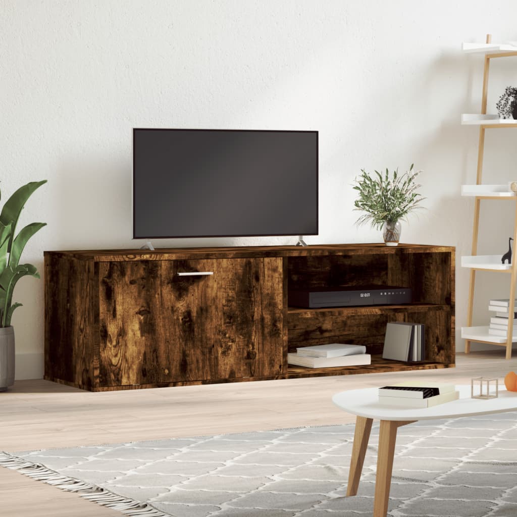 tv-bord 120x34x37 cm konstrueret træ røget egetræsfarve