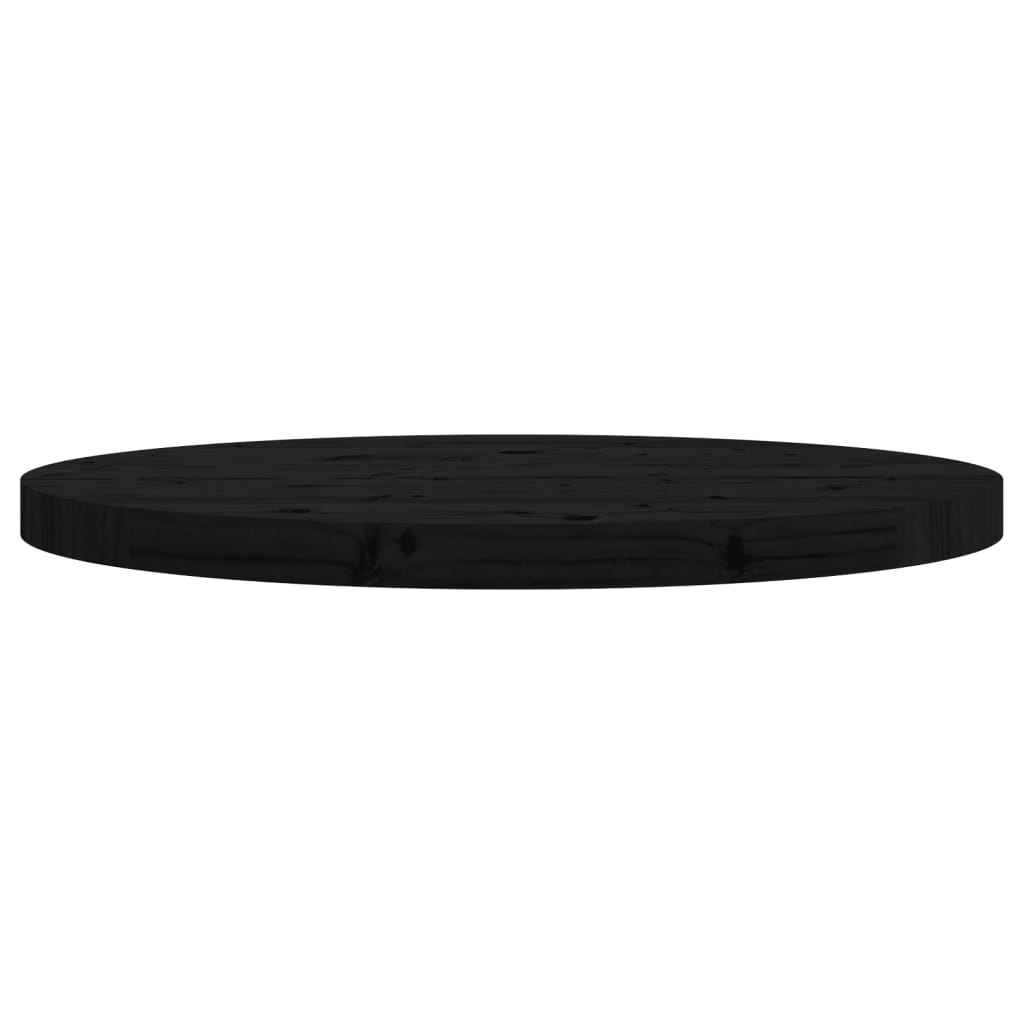 bordplade Ø60x3 cm rund massivt fyrretræ sort