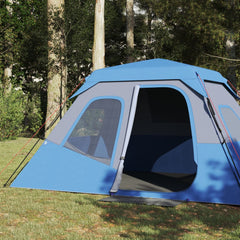 6-personers campingtelt vandtæt mørklægningsstof blå