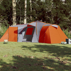 12-personers campingtelt vandtæt mørklægningsstof grå og orange