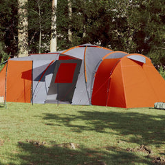 12-personers campingtelt vandtæt mørklægningsstof grå og orange
