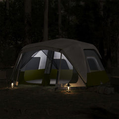campingtelt m. LED-lys mørklægningsstof grøn