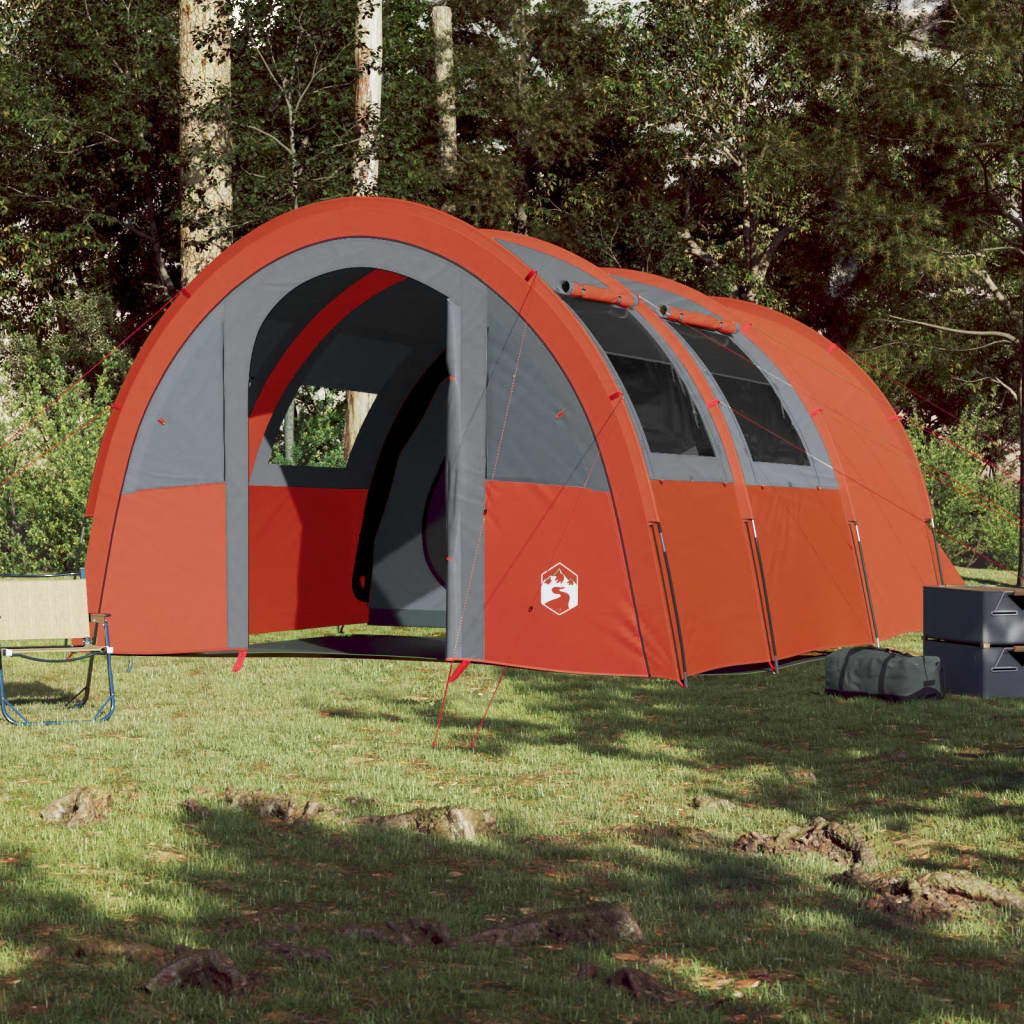 4-personers campingtelt vandtæt mørklægningsstof grå og orange