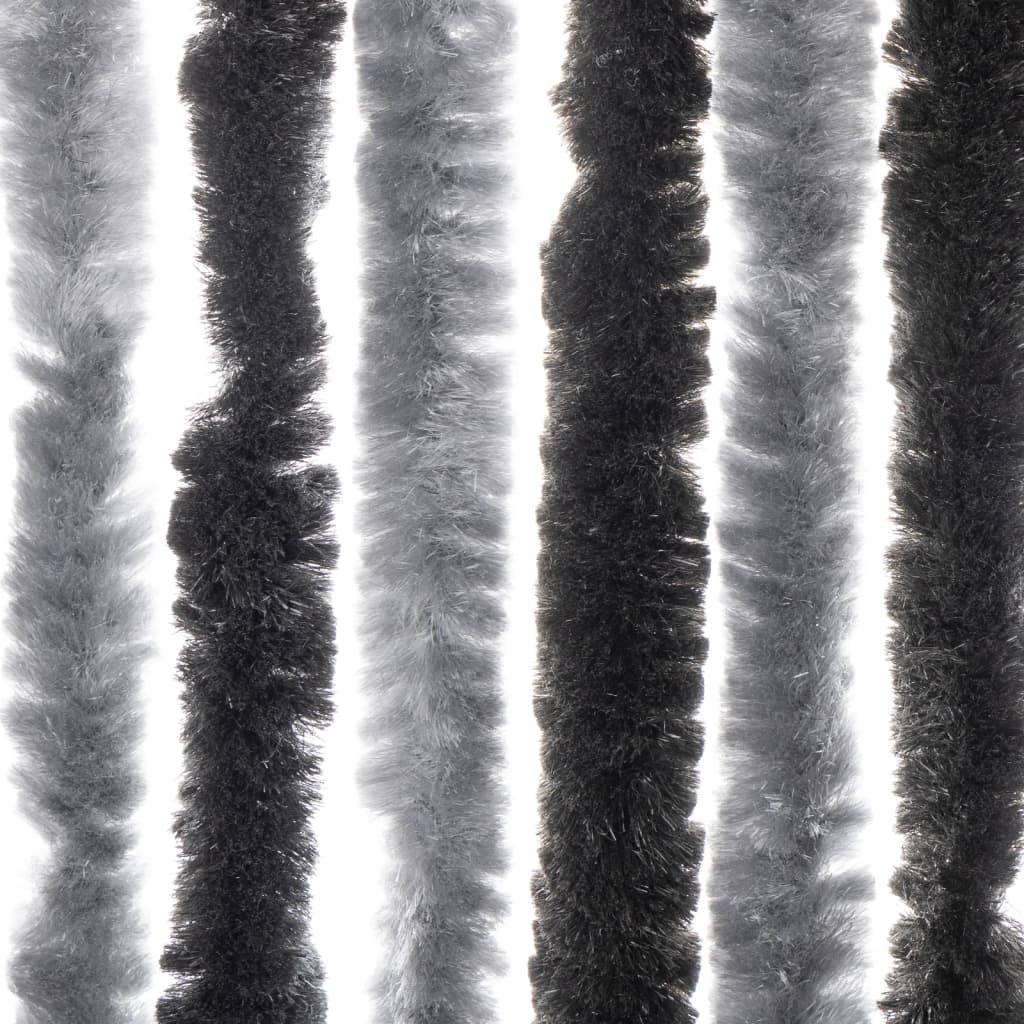 flueforhæng 118x220 cm chenille grå og sort