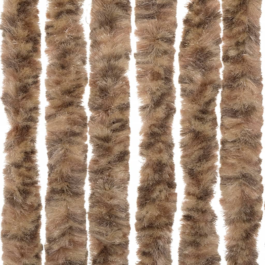 flueforhæng 118x220 cm chenille beige og mørkebrun
