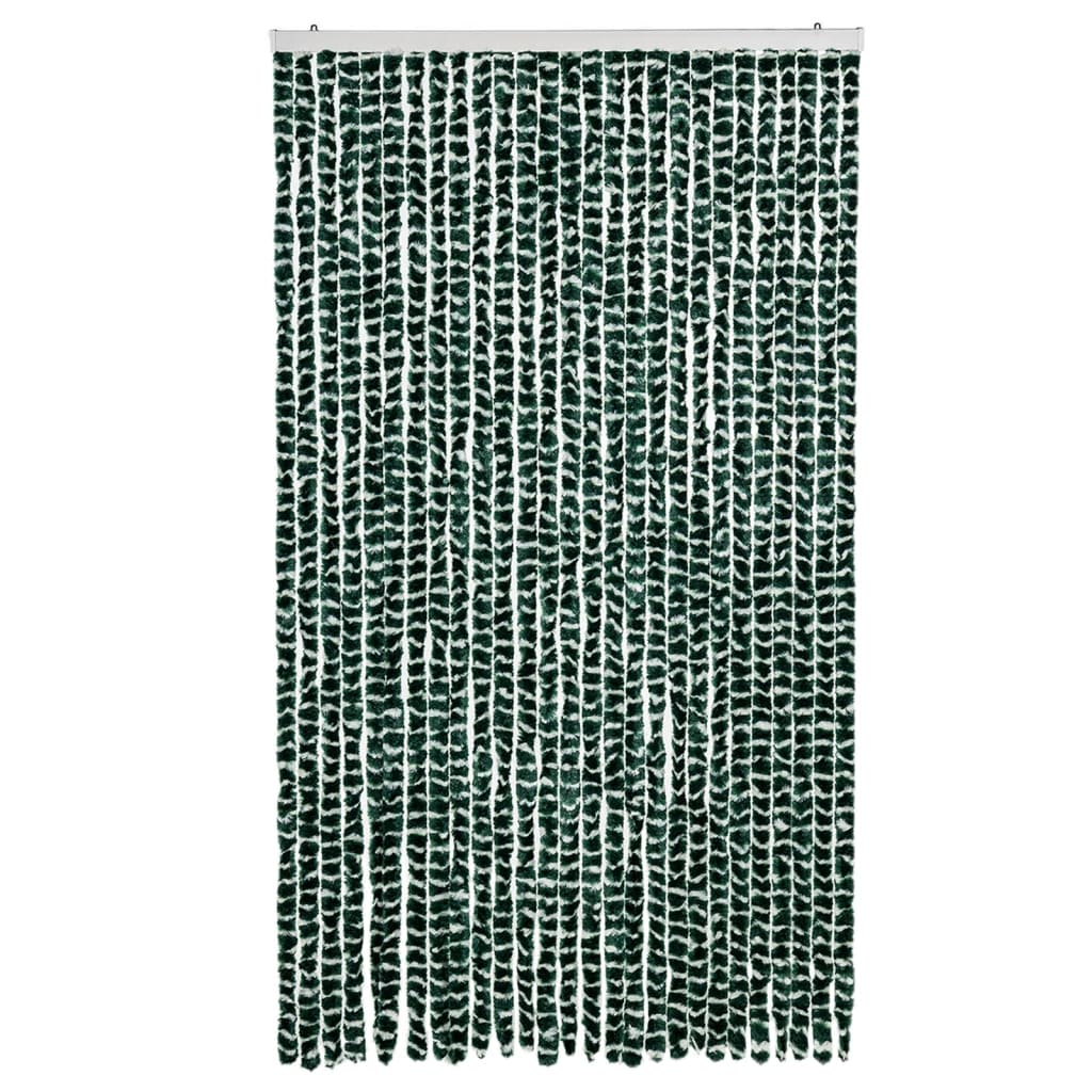 flueforhæng 118x220 cm chenille grøn og hvid