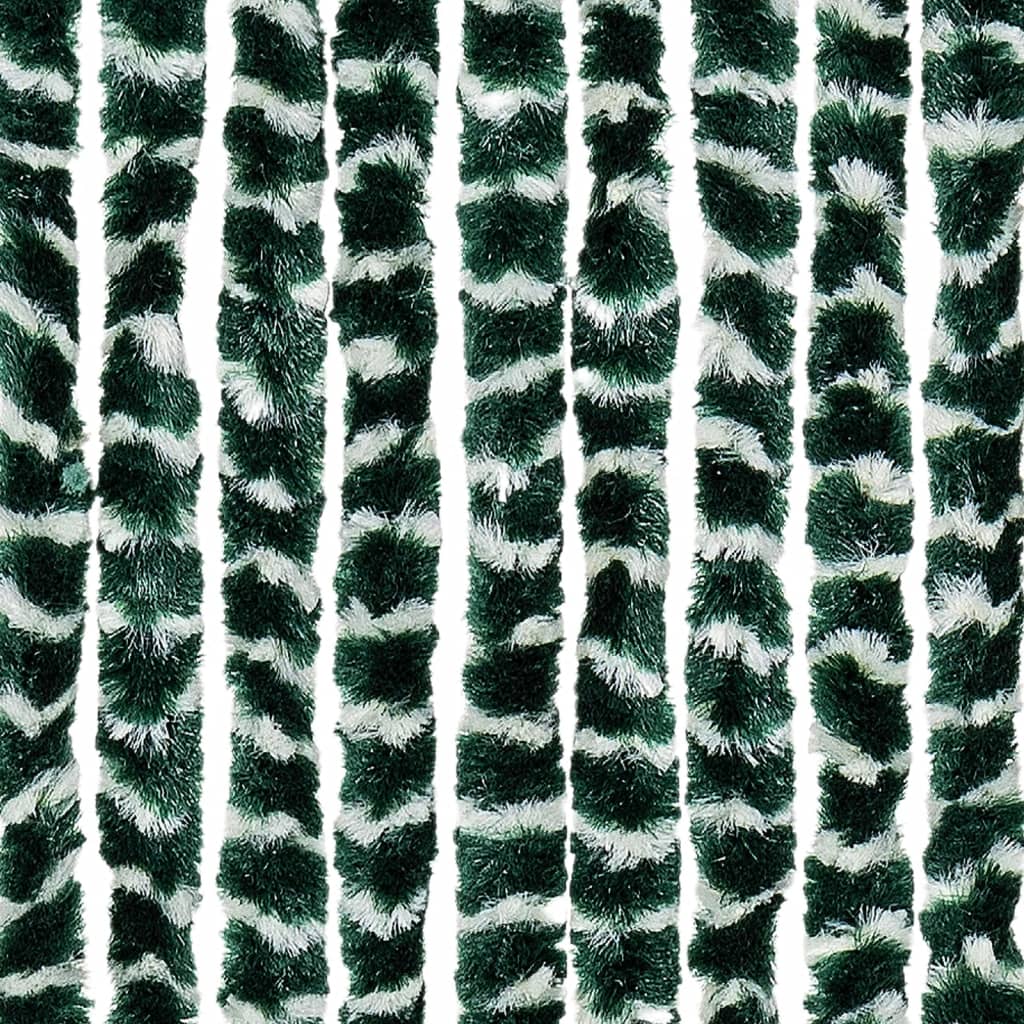 flueforhæng 118x220 cm chenille grøn og hvid