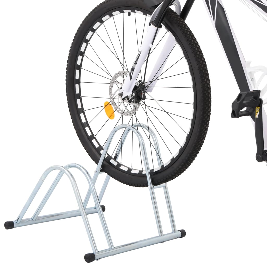 cykelstativ til 2 cykler fritstående galvaniseret stål