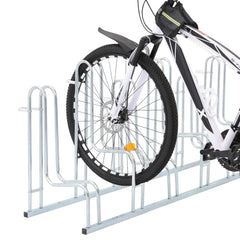 cykelstativ til 6 cykler fritstående galvaniseret stål