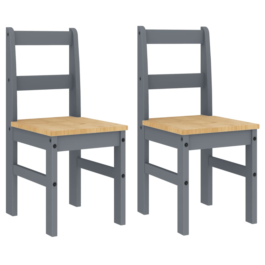 spisebordsstole 2 stk. Panama 40x46x90 cm massivt fyrretræ grå