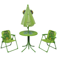 udendørs bistrosæt til børn 3 dele med parasol grøn