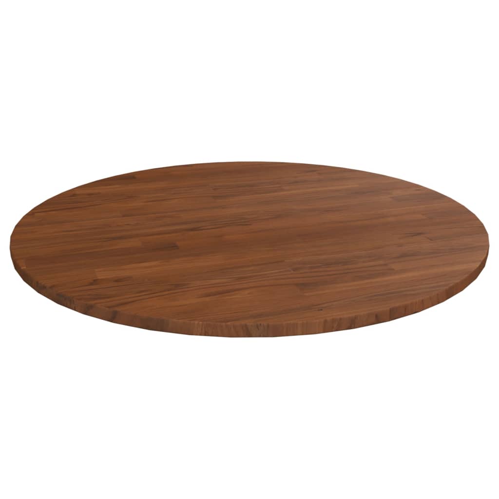 rund bordplade Ø50x1,5 cm behandlet massivt egetræ mørkebrun