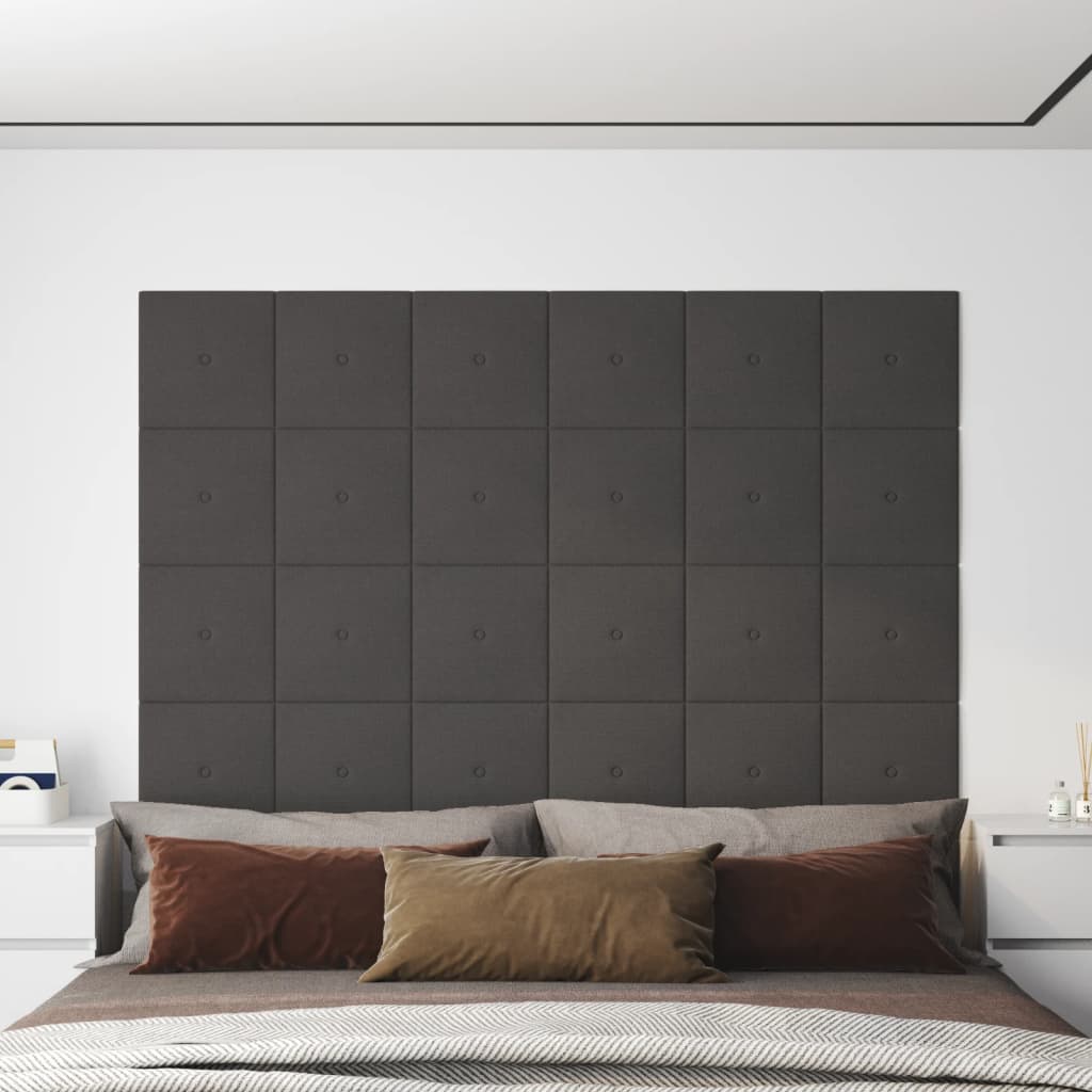 vægpaneler 12 stk. 30x15 cm 0,54 m² stof sort