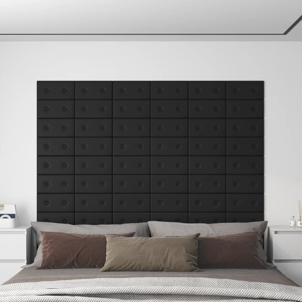 vægpaneler 12 stk. 60x15 cm 1,08 m² kunstlæder grå