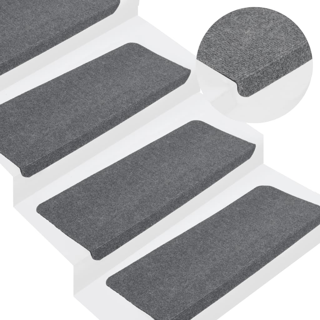 trappemåtter 15 stk. 65x22,5x3,5 cm selvklæbende grå