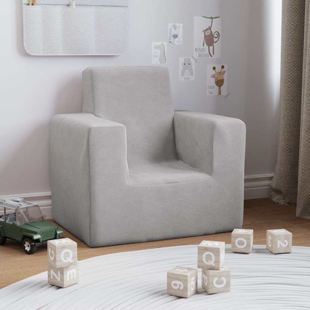 sofa til børn blødt plys antracitgrå