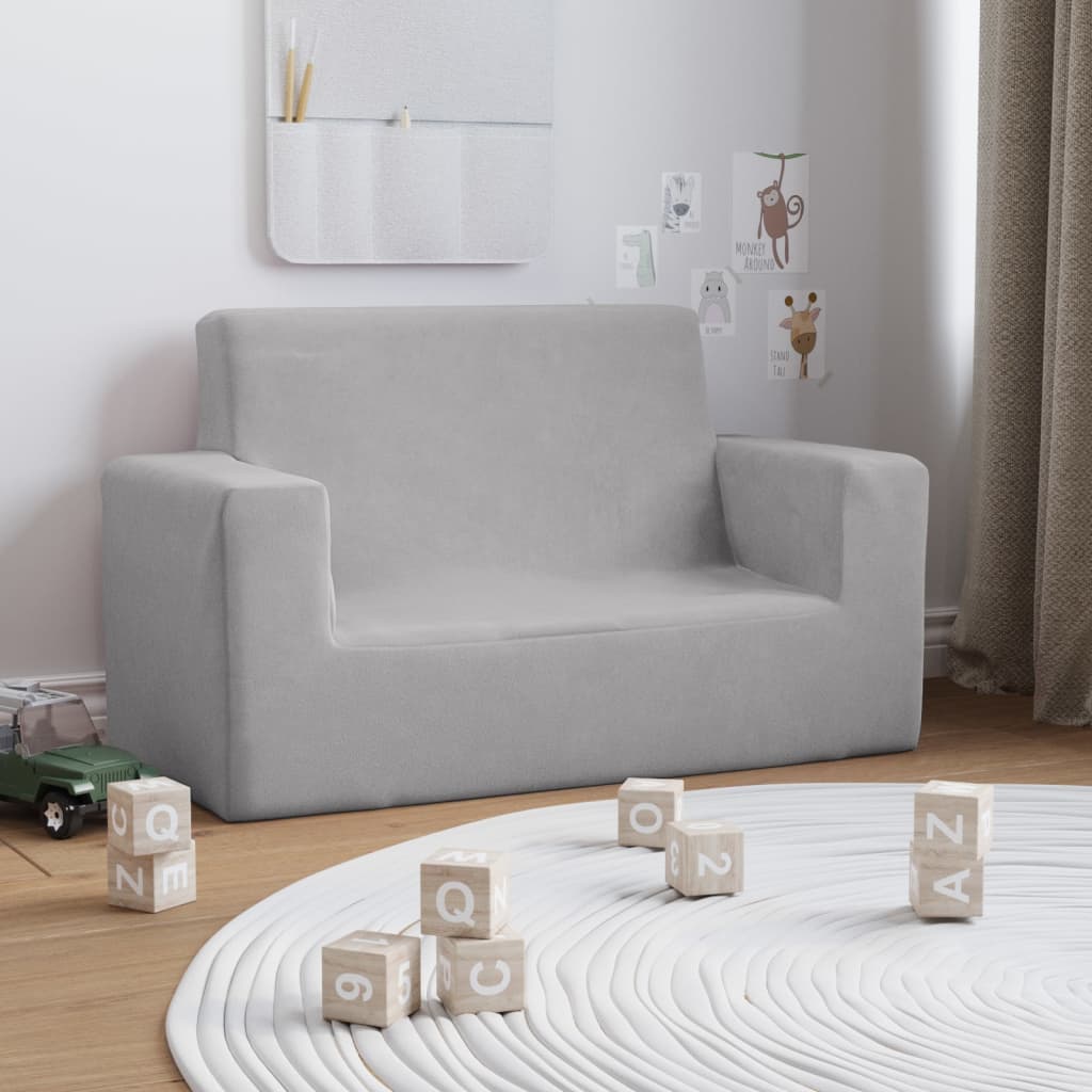sofa til børn blødt plys antracitgrå
