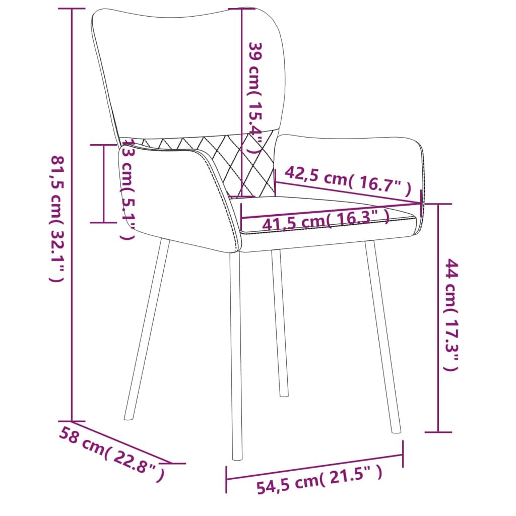 spisebordsstole 2 stk. stof og kunstlæder cremefarvet