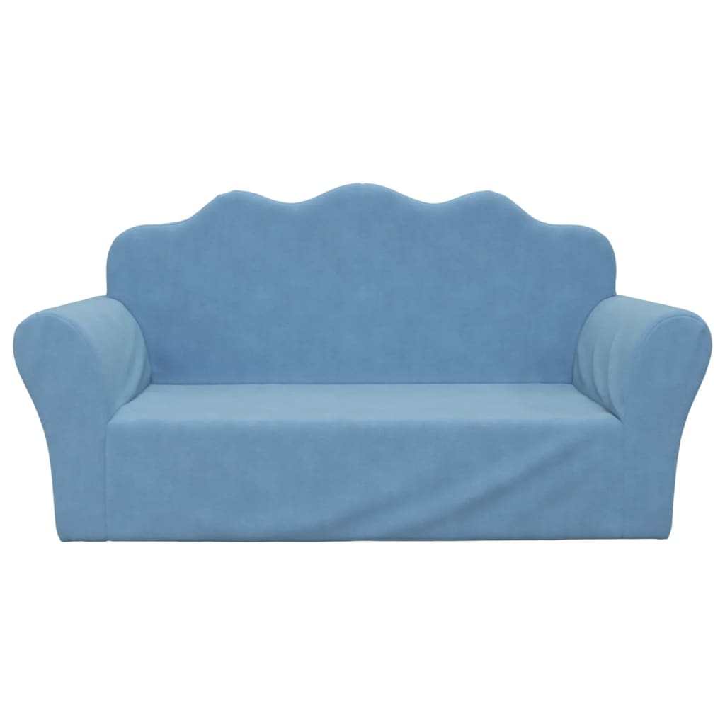 2-personers sofa blødt plys blå