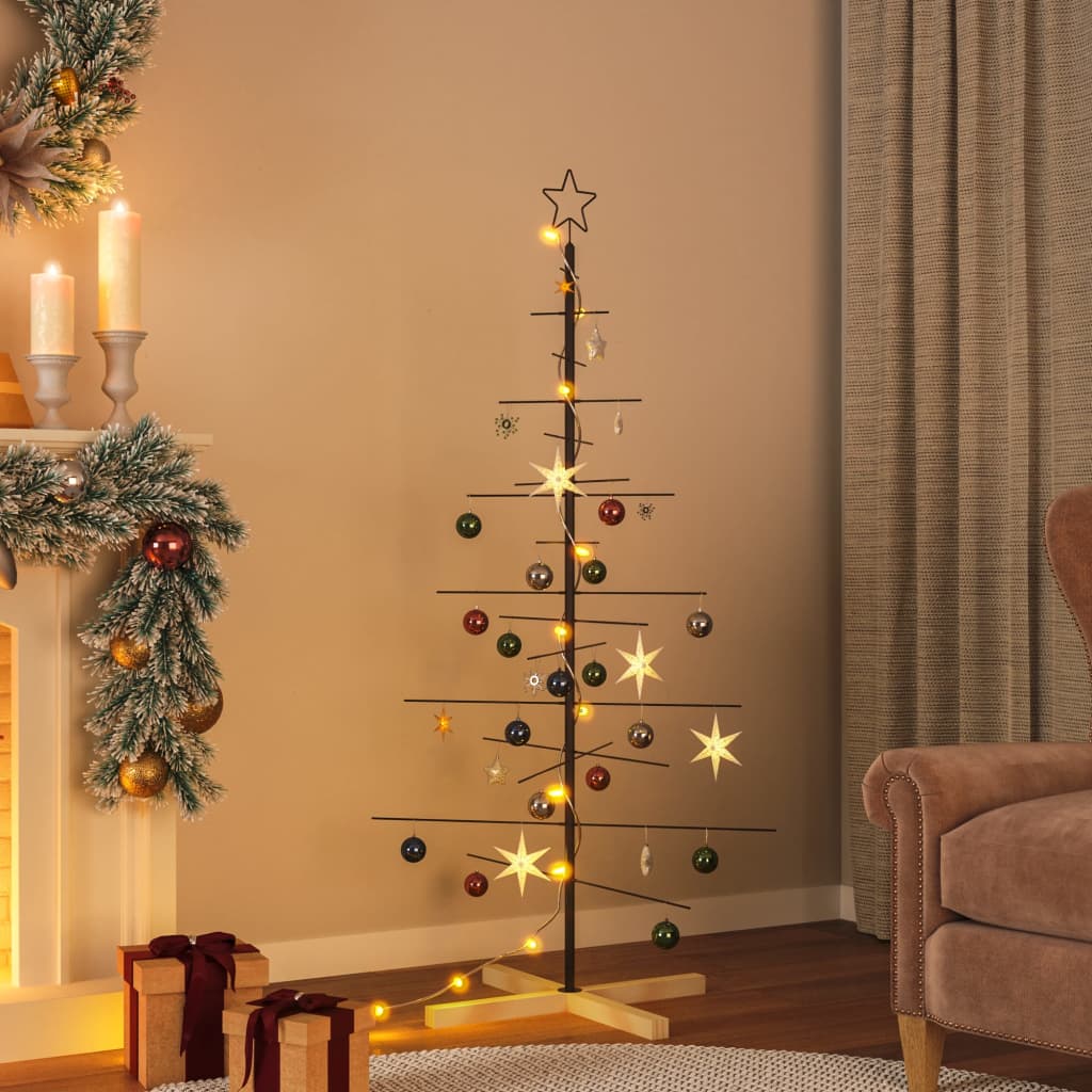 juletræ med træbund 120 cm metal sort