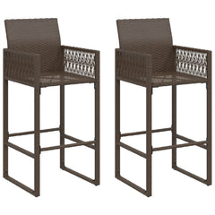 udendørs barstole 2 stk. polyrattan brun