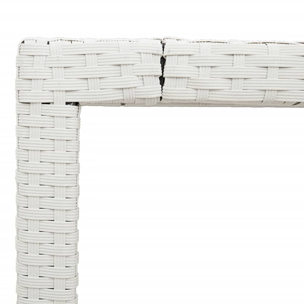 havebord med glastop 190x90x75 cm polyrattan hvid