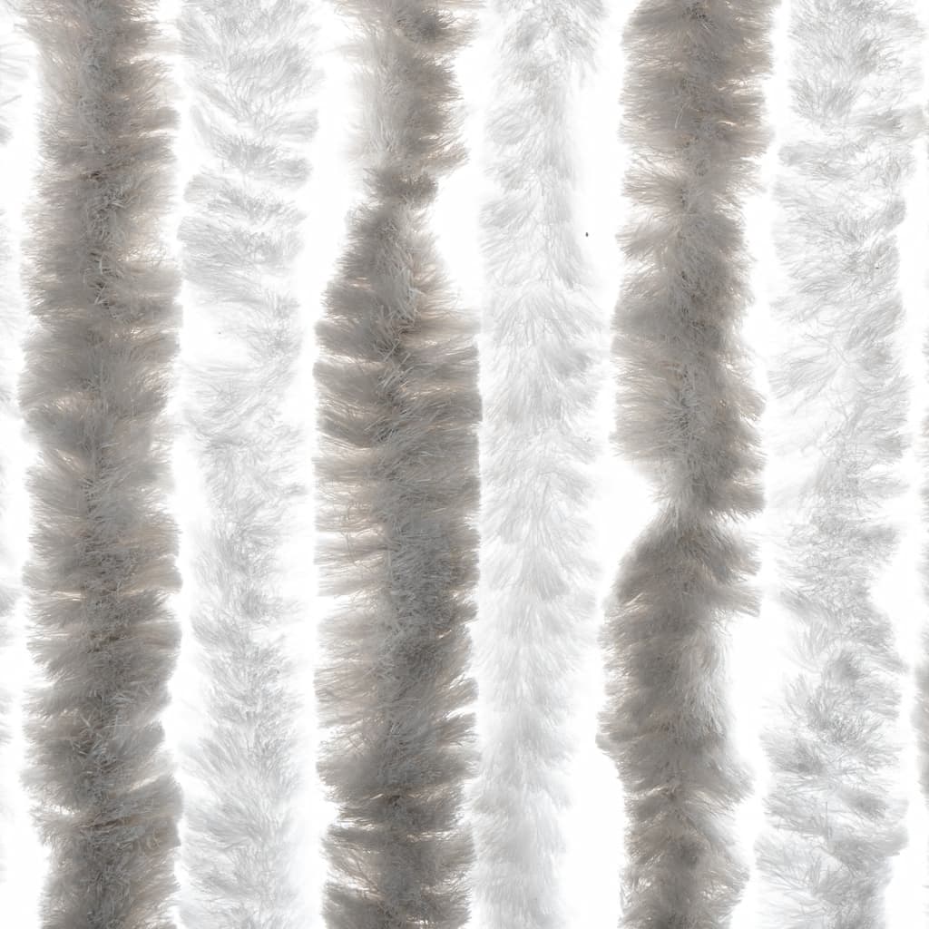 flueforhæng 56x185 cm chenille lysegrå og hvid