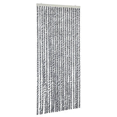 flueforhæng 90x200 cm chenille grå + sort og hvid