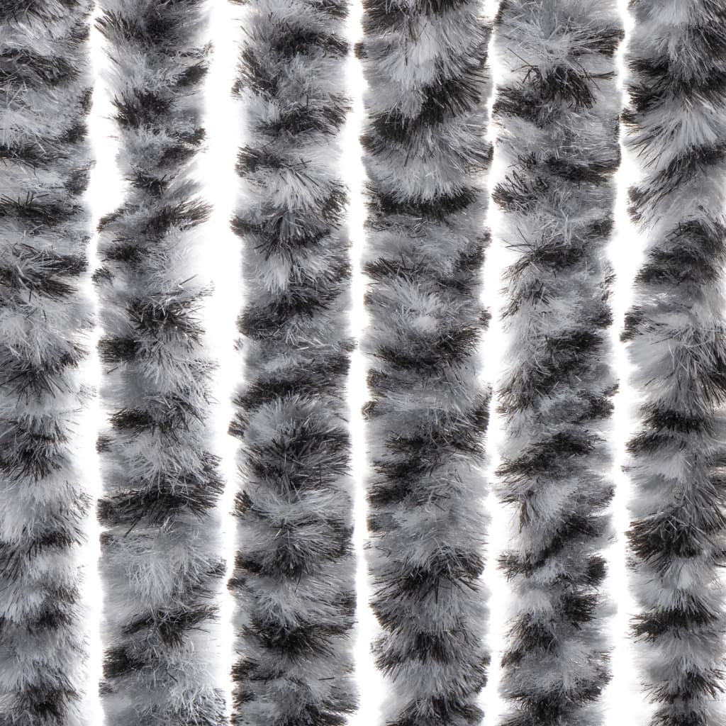 flueforhæng 90x200 cm chenille grå + sort og hvid