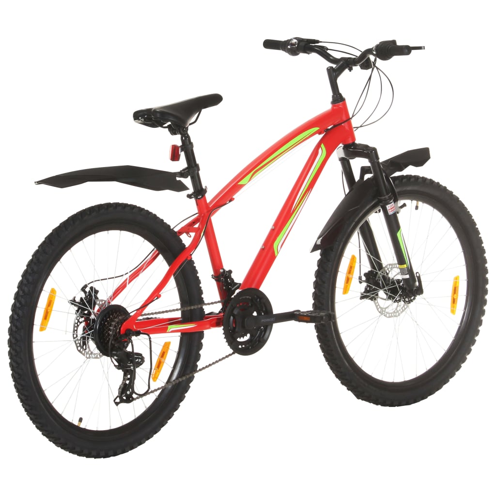 mountainbike 21 gear 26 tommer hjul 36 cm rød