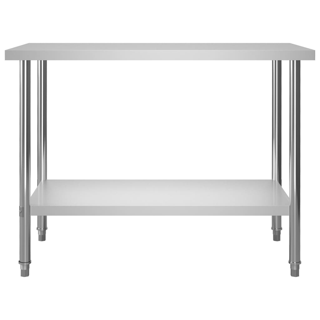arbejdsbord til køkken med tophylde 120x60x120 cm rustfrit stål