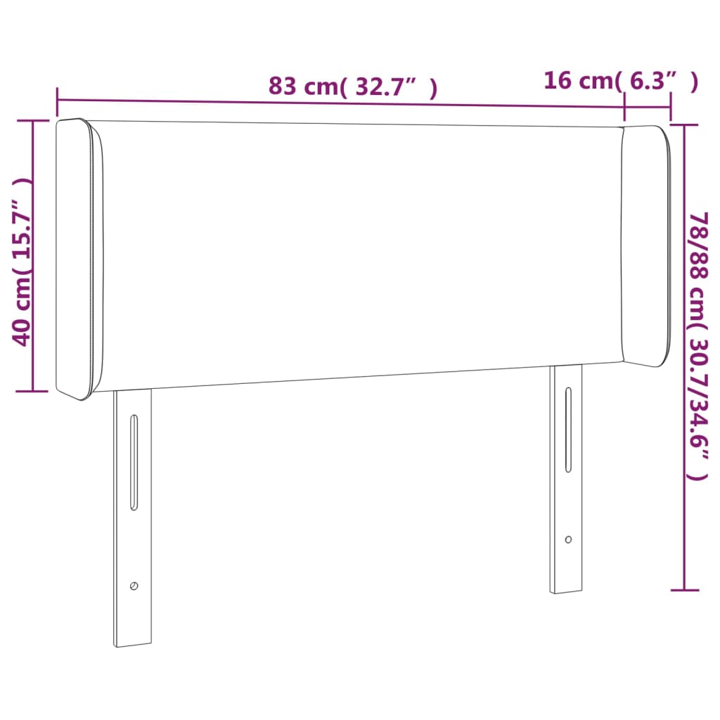 sengegavl med LED-lys 83x16x78/88 cm kunstlæder grå