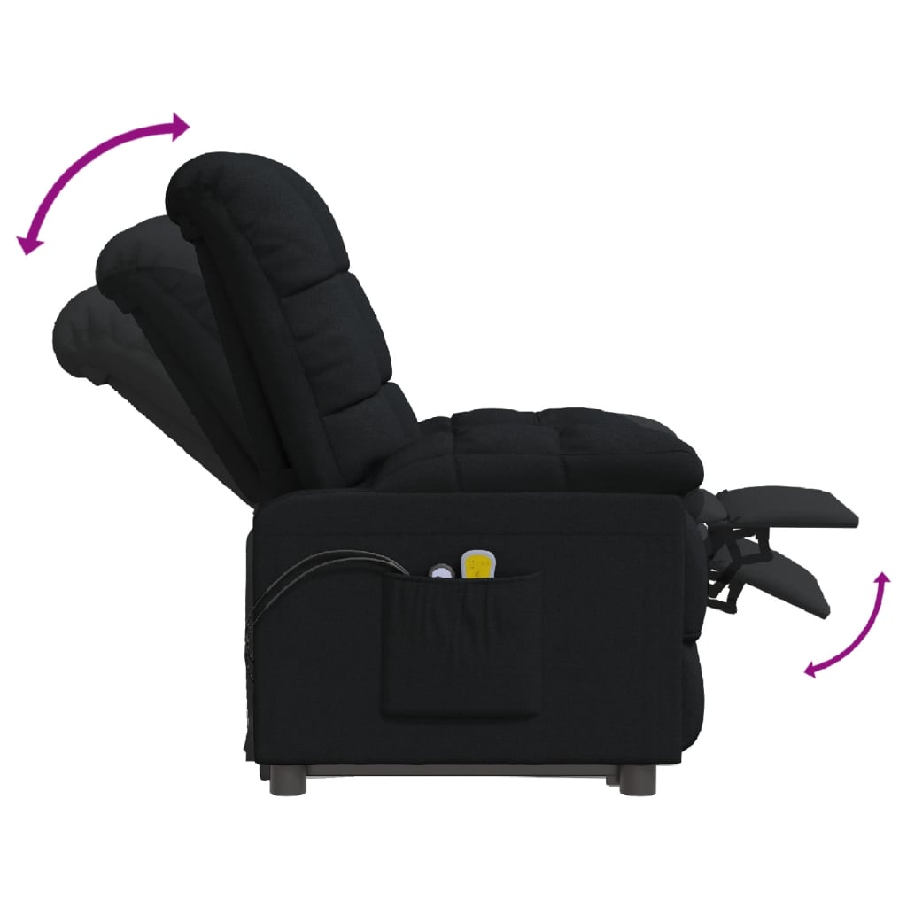løftestol med massagefunktion stof sort