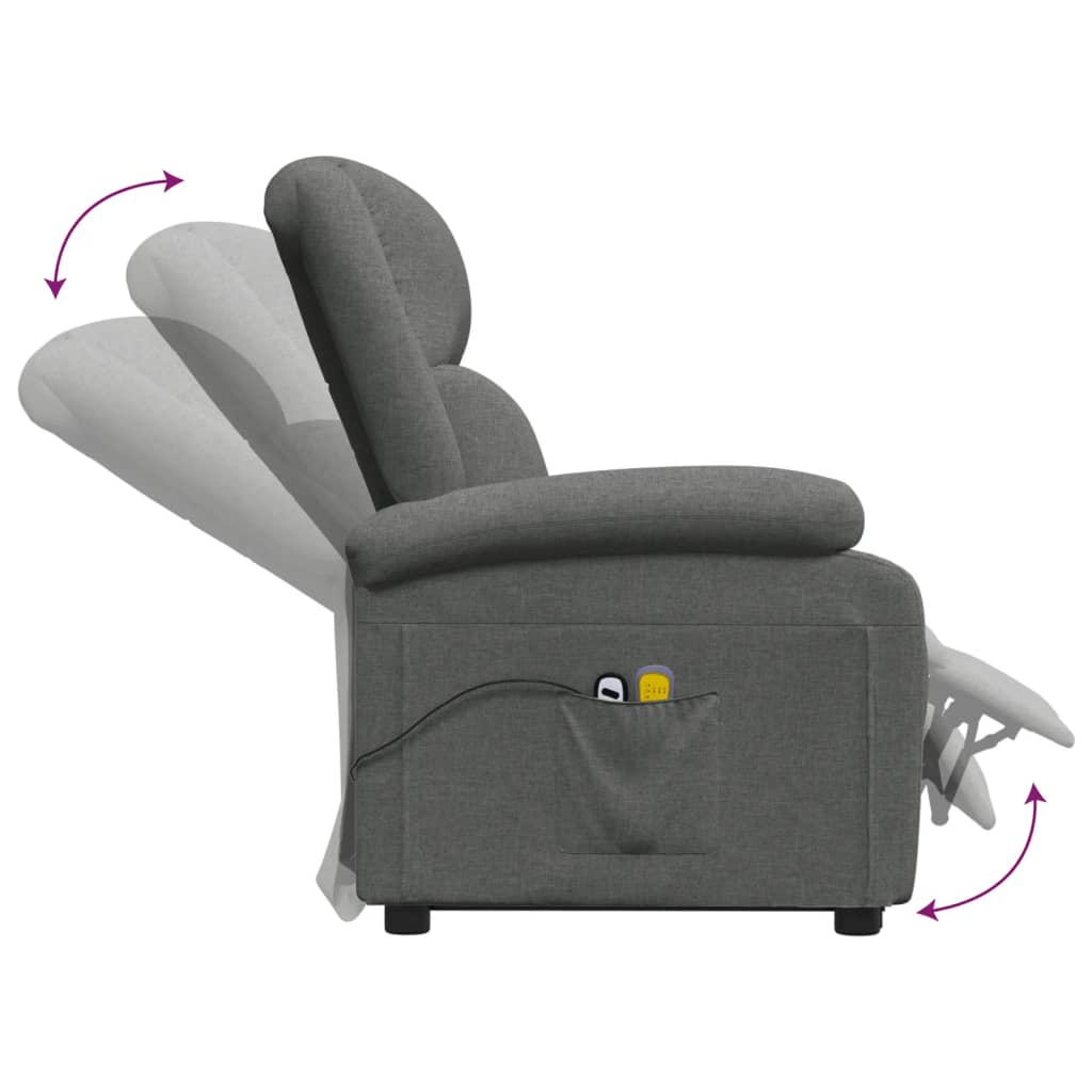 løftestol med massagefunktion stof mørkegrå